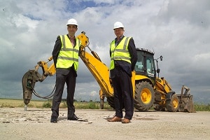Patrick McGuirk, Coca Cola Enterprises recycling director (left) and Jonathan Short, managing director of ECO Plastics (right), at the Hemswell site